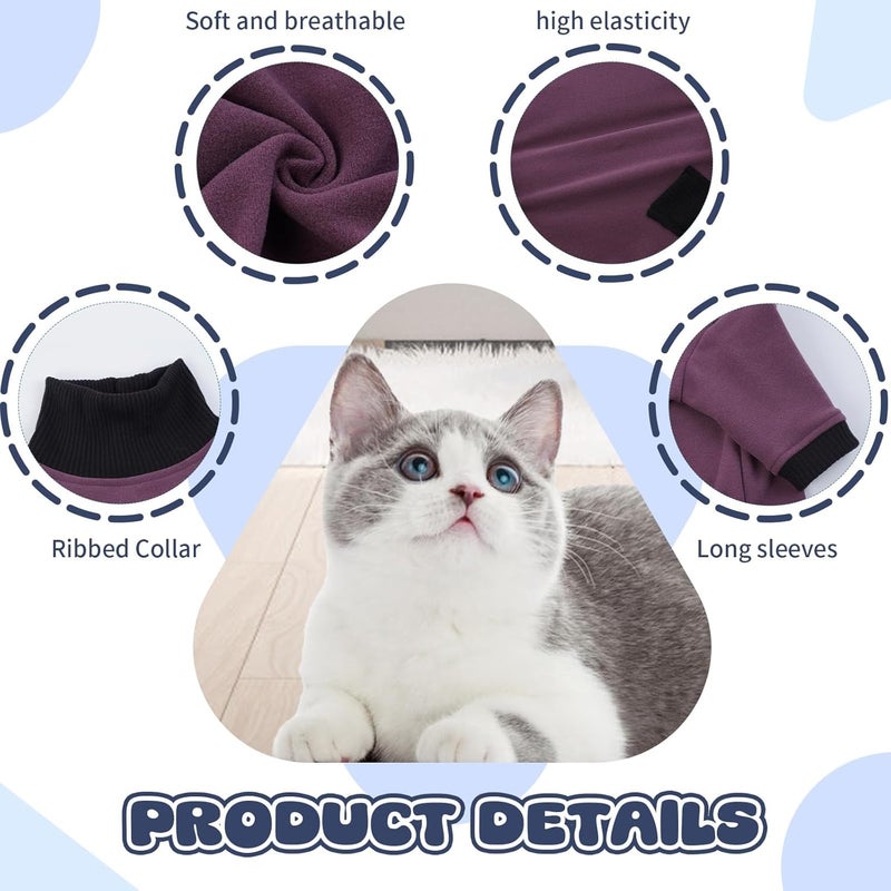 T'CHAQUE Sticky Hair Cat Clothes, Professional Recovery Suit for Cats, Anti-Shedding Shirt Outfit, Soft Pajamas for Kittens, Post-Surgery Onesie for Male & Female Cats, Fuchsia, Medium - Image 5